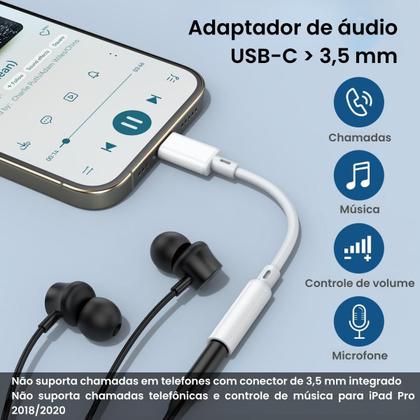 Imagem de Adaptador USB-C Para P2 Fone De Ouvido Para Celular Smartphone
