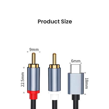 Imagem de Adaptador USB-C para RCA - Conector Macho para Áudio de Carro