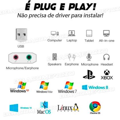 Imagem de Adaptador Usb Para P2 Fone E Microfone Vention Placa De Som