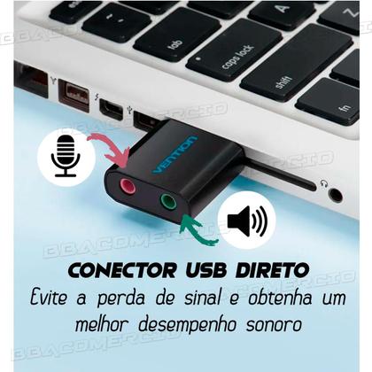 Imagem de Adaptador Usb Para P2 Fone E Microfone Vention Placa De Som