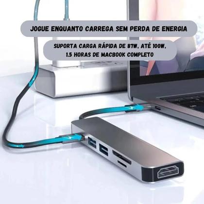 Imagem de Adaptador USB Tipo C Hub 7 Em 1 4K, Leitor de Cartão SD, Micro SD, Cartão TF, USB 2,0, USB C, HDMI, Notebook, Celular