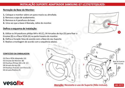 Imagem de Adaptador Vesa Monitor SAMSUNG ODYSSEY G7 ou ODYSSEY G6 Sem Furação Vesa - LC27G75TQSLXZD LS27BG650ELXZD