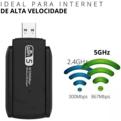 Imagem de Adaptador Wi-fi Dual Band 2-4G e 5G USB 3.0 5Ghz 1300Mbps 2