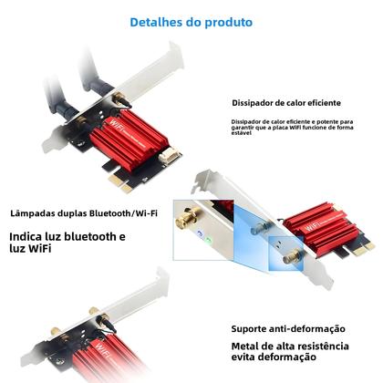 Imagem de Adaptador Wi-Fi Fenvi AC1200 PCIe - Dual Band 2.4G/5GHz com Bluetooth 4.0