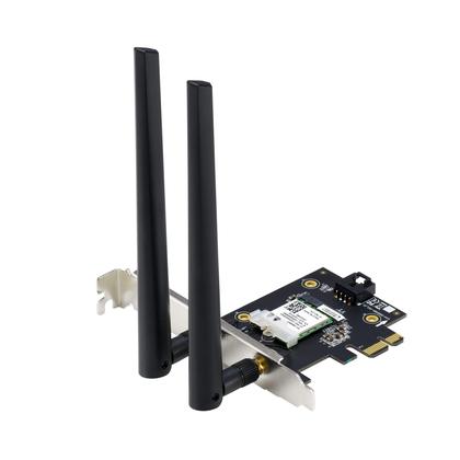 Imagem de Adaptador WiFi 6E PCI-E ASUS PCE-AXE5400 com 2 antenas Bluetooth 5.2