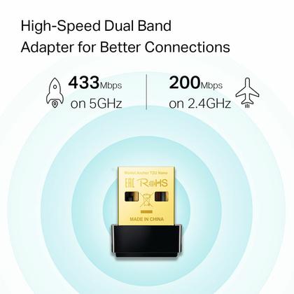 Imagem de Adaptador Wifi TP-Link Nano AC600 Archer T2U Nano para PC