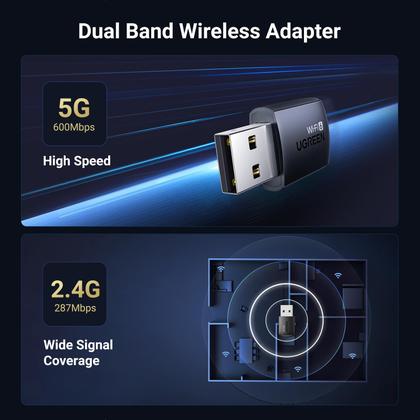 Imagem de Adaptador WiFi UGREEN AX900 USB WiFi 6 para PC desktop