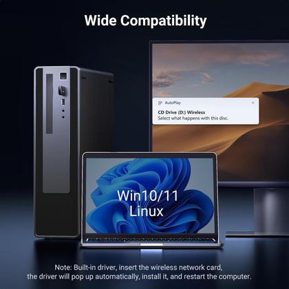 Imagem de Adaptador WiFi UGREEN AX900 USB WiFi 6 para PC desktop