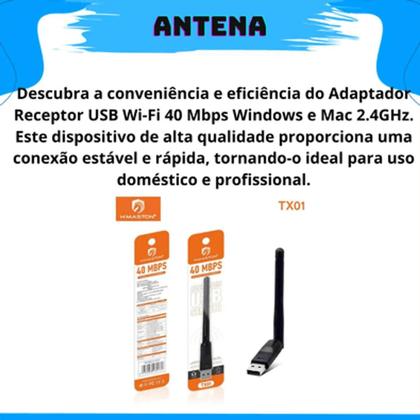 Imagem de Adaptador Wifi usb Para Pc com Antena