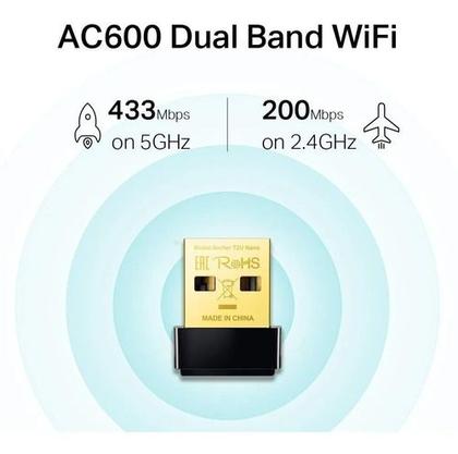 Imagem de Adaptador Wireless TP-Link Archer T2U Nano Wireless USB AC600 Dual Band - Preto