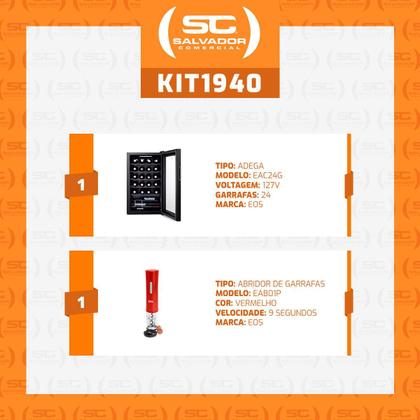 Imagem de Adega 24 Garrafas Climatizada Painel Touch EAC24G 127V com Abridor Elétrico Vermelho EOS