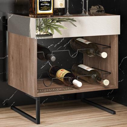 Imagem de Adega Bar Espelhada Para 06 Garrafas Aurum Demoliçao Preto DHom