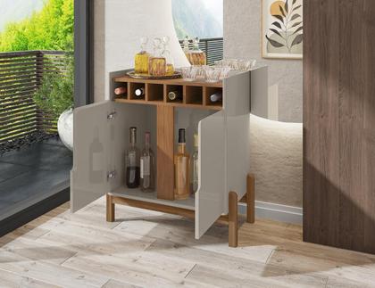 Imagem de Adega Bar Lizz 2 Portas Off White/Cedro