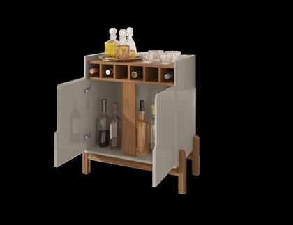 Imagem de Adega Bar Lizz 2 Portas Off White/Cedro