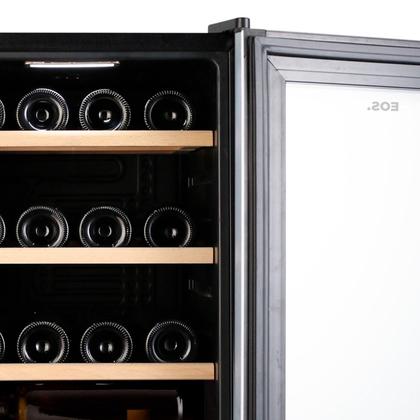 Imagem de Adega Climatizada 22 Garrafas EOS Premium com Porta de Vidro e Inox Prateleira de Madeira com Compressor EAC24IM 220V