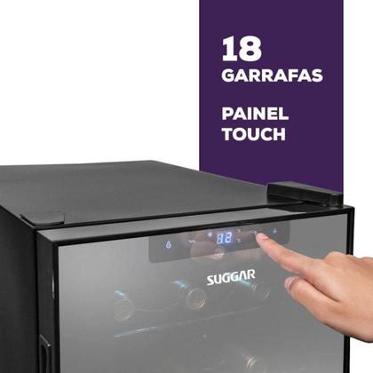 Imagem de Adega Climatizada Cannes 18 Garrafas Preta Suggar 110V