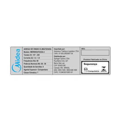 Imagem de Adega Climatizada de Vinho 8 Garrafas Bivolt Midea