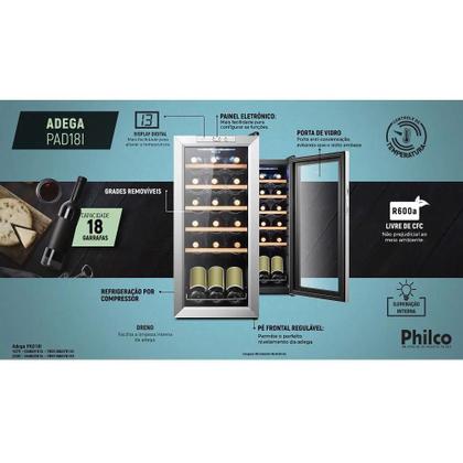 Imagem de Adega Climatizada de Vinhos Philco 18 Garrafas a Compressor e Display Digital- PAD18I
