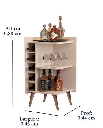 Imagem de Adega de Canto Malbec Pés Palito em madeira Nicho para bebidas cor Off White/Nature - MJM Casa dos moveis