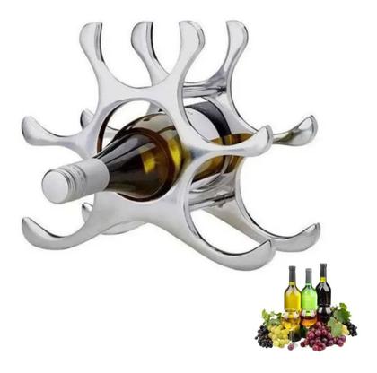 Imagem de Adega De Mesa Suporte Para Vinhos 6 Garrafas Em Aço Inox Top YK01