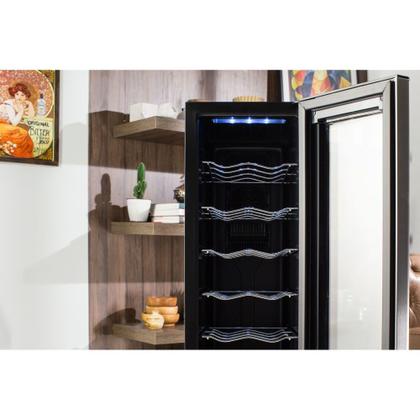 Imagem de Adega de Vinho Climatizada Electrolux 12 garrafas Uma Porta Acabamento em Alumínio (ACB12)