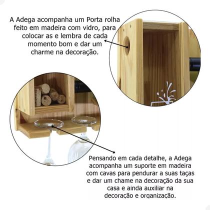 Imagem de Adega De Vinho De Madeira com Alumínio Suporte De Taça