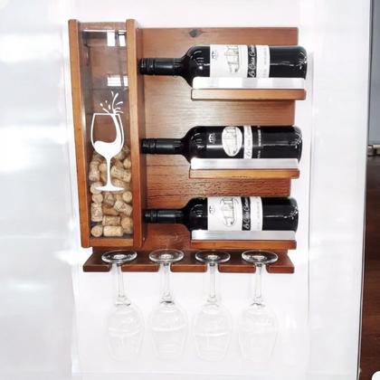 Imagem de Adega De Vinho De Madeira com Alumínio Suporte De Taça
