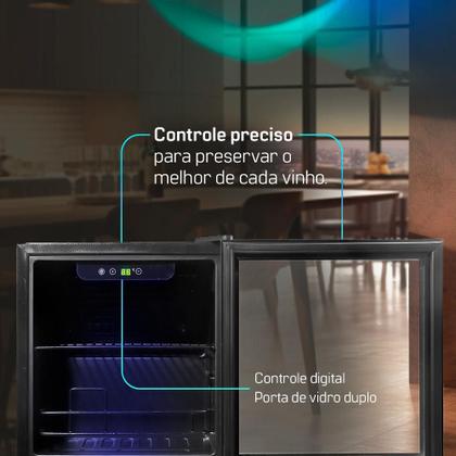 Imagem de Adega de Vinhos Compressor HQ 36 Litros 12 Garrafas Preto HQ-AV12H