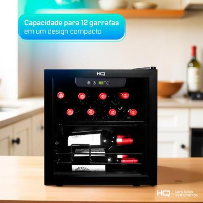 Imagem de Adega de Vinhos Compressor HQ 36 Litros 12 Garrafas Preto HQ-AV12H