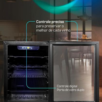 Imagem de Adega de Vinhos Compressor HQ 48 Litros 16 Garrafas Preto HQ-AV16H