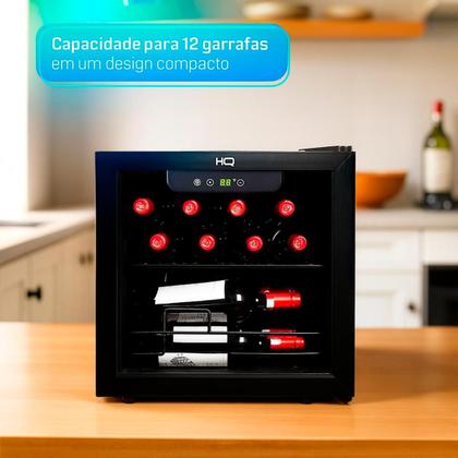 Imagem de Adega de Vinhos HQ 36L com Compressor  12 Garrafas, Porta de Vidro, Controle Digital, 127V