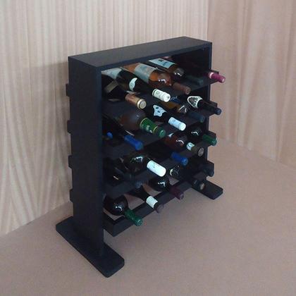 Imagem de Adega Decorativa Piso Prateleira Para Vinhos E Bebidas 20 Garrafas Preto Laca