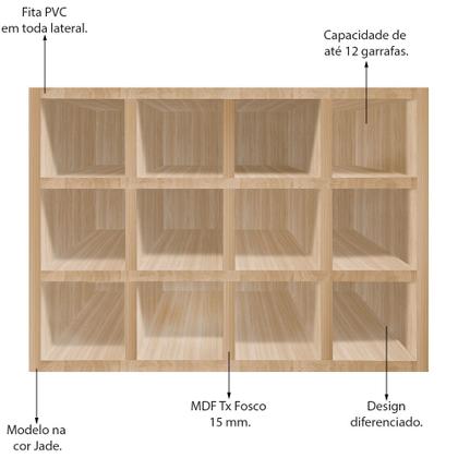 Imagem de Adega MDF Suporte Nicho De 12 Garrafas Vinho De Parede