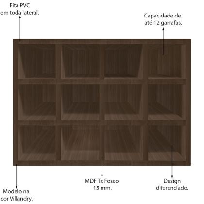 Imagem de Adega MDF Suporte Nicho De 12 Garrafas Vinho De Parede