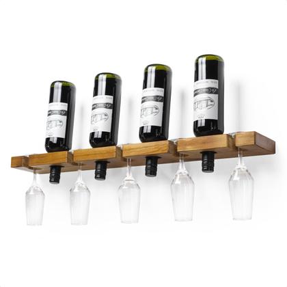 Imagem de Adega Parede Gourmet Barzinho Suspenso Decoração Fácil Instalação Porta 4 Vinhos 5 Taças