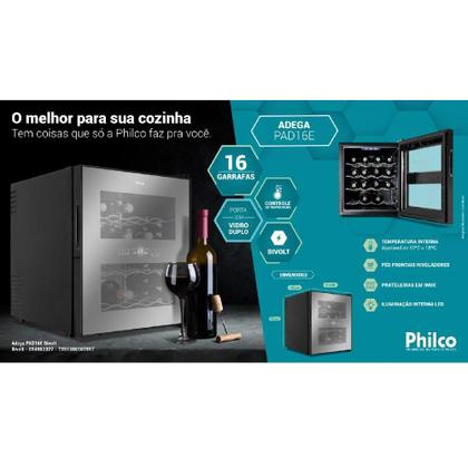 Imagem de Adega Philco 16 Garrafas Display Digital Preto PAD16E - Bivolt
