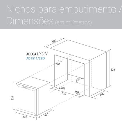 Imagem de Adega Suggar Lyon 13 Garrafas Preta Inox 110V AD1511IX