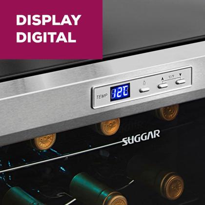 Imagem de Adega Suggar Lyon 13 Garrafas Preta Inox 110V AD1511IX