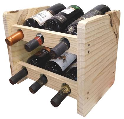 Imagem de Adega Suporte Organizador Garrafa Vinho 6 Garrafas Em Madeira Natural Decoração Rústico Moderno Compacto