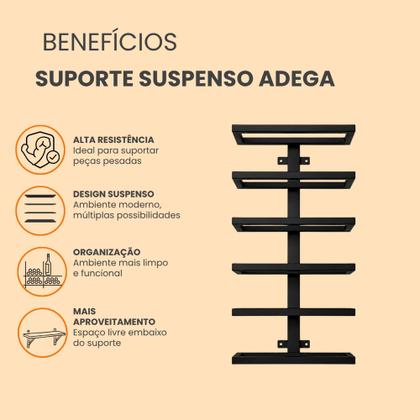 Imagem de Adega Suporte Suspenso Parede Industrial 6 Garrafas Vinho Aço