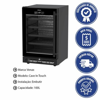 Imagem de Adega Venax Cave In Touch 100L Preto Fosco de Embutir Porta Invertida 127V P31424