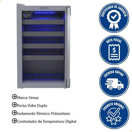 Imagem de Adega Venax Piubella Cave 100L Porta Invertida Cinza 127V 19924