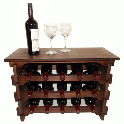 Imagem de Adega Vinho Madeira 15 Garrafas Tipo Mesinha Cor Imbuia C05 Cevey Adegas e Artesanatos