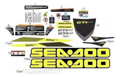 Imagem de Adesivo Capô Jet Ski Sea Doo Gti 170 Se Amarelo Acima 2020