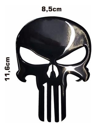 Imagem de Adesivo Caveira-Skull Justiceiro Moto Preta Com Fundo Branco