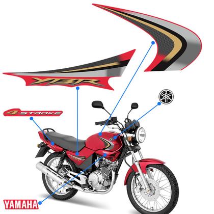 Imagem de Adesivo Compatível Yamaha Ybr 125 2008 Moto Vermelha + Logos
