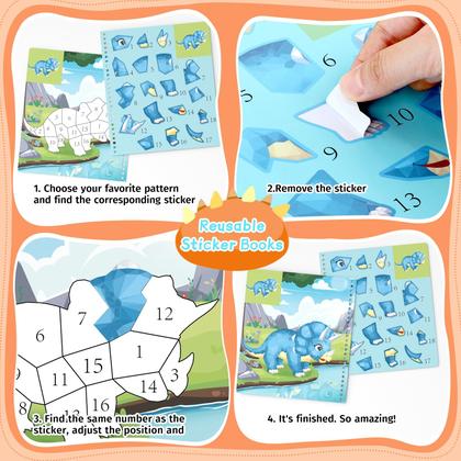 Imagem de Adesivo da Number Paint Books PERRYHOME Kids 4-8 Dinosaur
