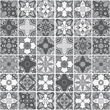 Imagem de Adesivo de Azulejo Cinza Mandala 15x15cm com 18un