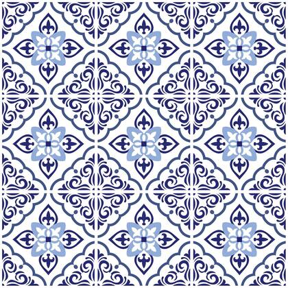 Imagem de Adesivo de Azulejo Hidráulico Azul Clássico 20x20cm 24un