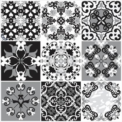 Imagem de Adesivo de Azulejo Hidráulico Branco, Cinza e Preto 250